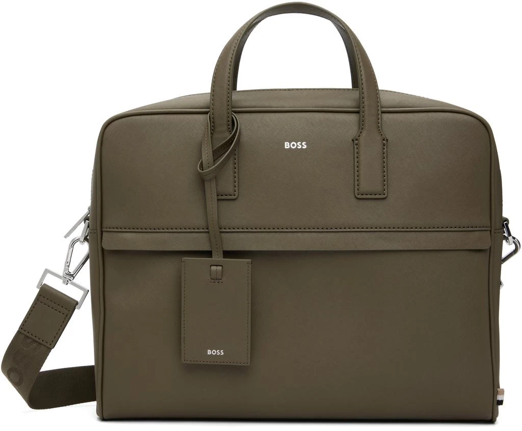 Hugo Boss Green Logo Detail Document Briefcase 1