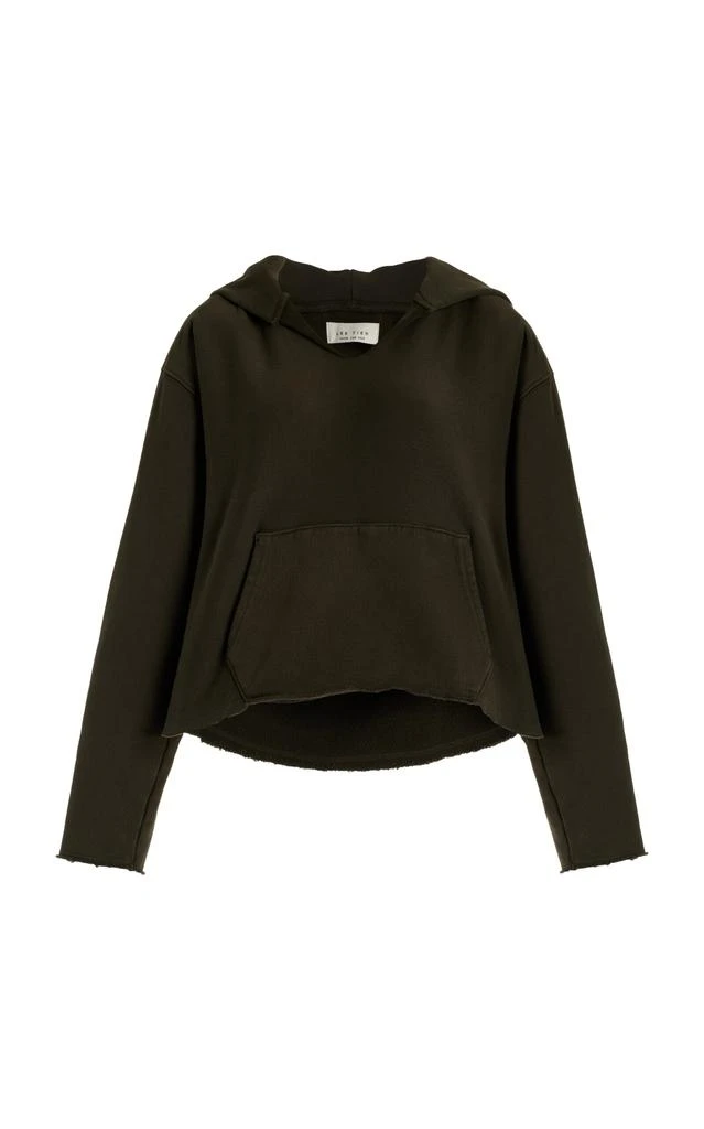 Les Tien Les Tien - Rachel Raw-Edge Cropped Cotton Hoodie - Green - S - Moda Operandi 1