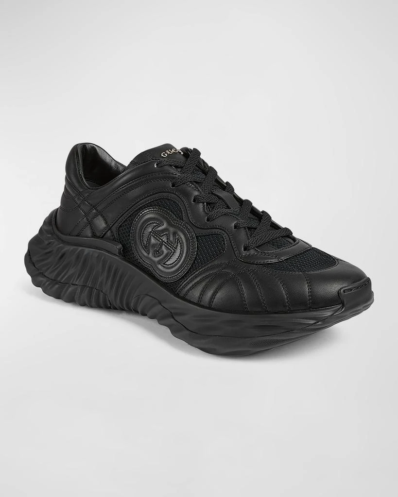 Gucci Men's Ripple Mesh and Leather Low-Top Sneakers 2