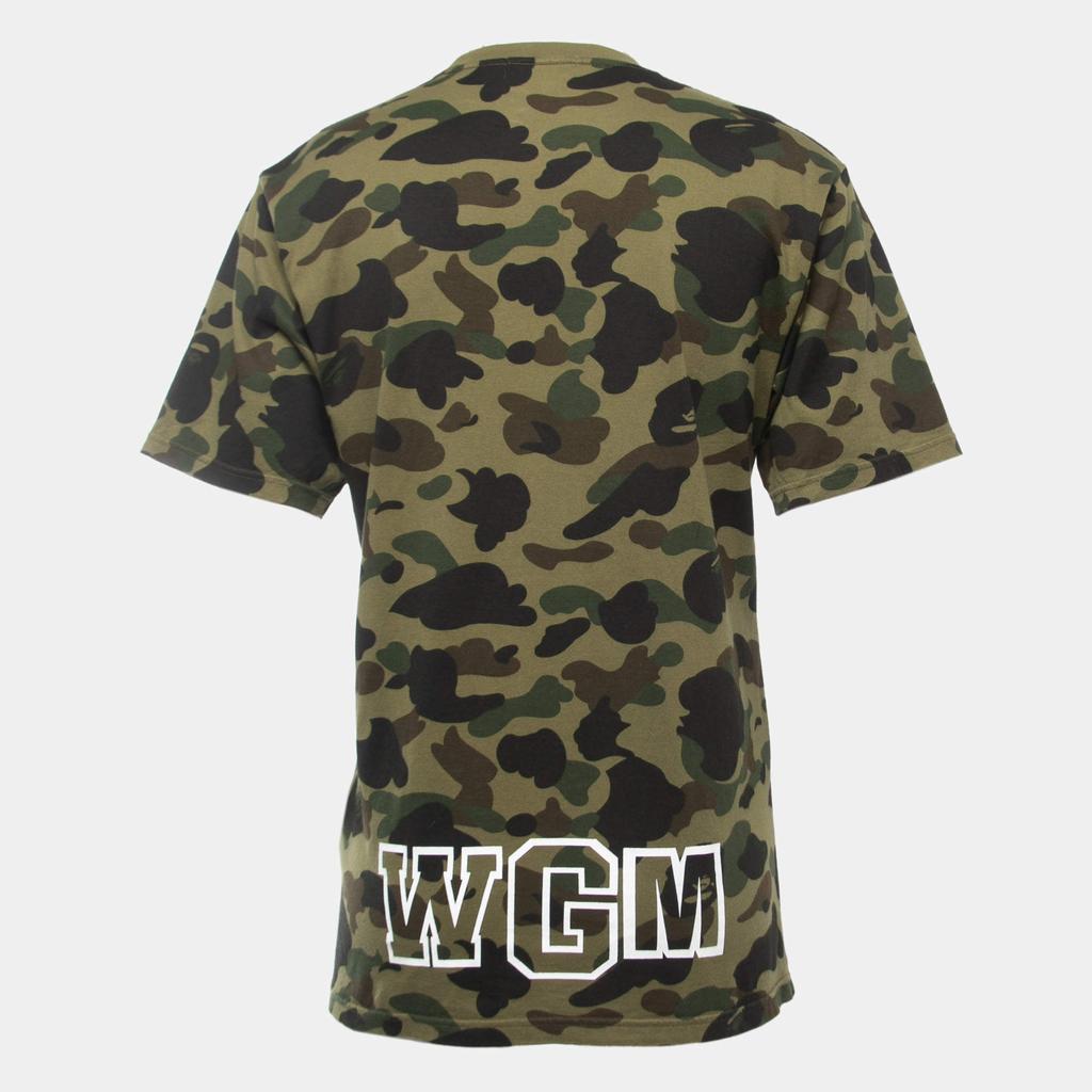 A Bathing Ape A Bathing Ape Military Green Camo Shark Print Cotton Crew Neck Half Sleeve T-Shirt XL