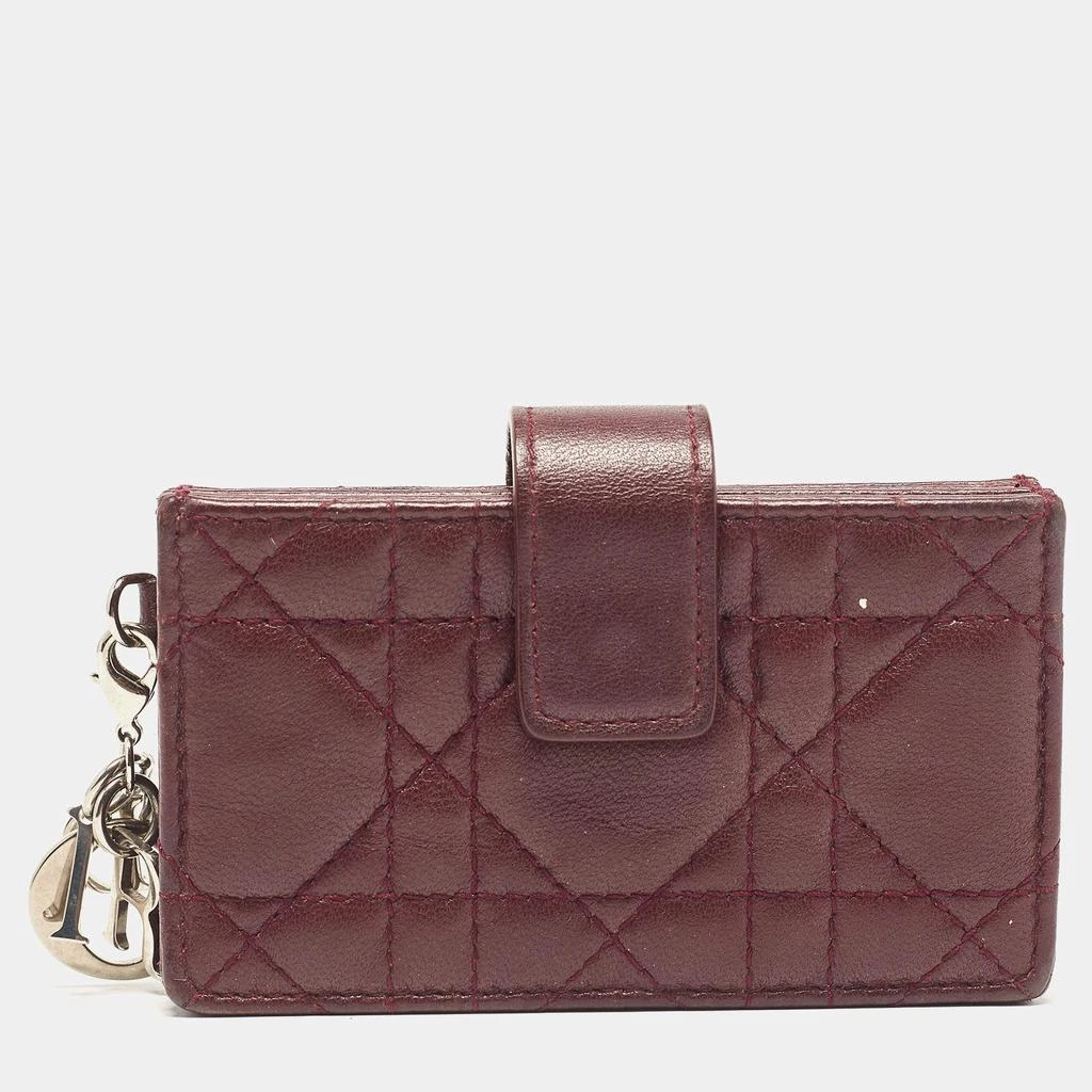 Dior Dior Burgundy Cannage Leather Lady Dior 5 Gusset Card Case 1