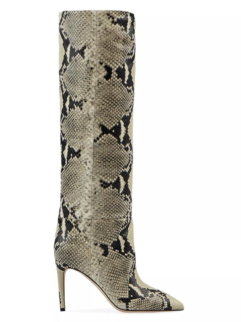 Paris Texas 85MM Snake-Embossed Leather Stiletto Boots 1