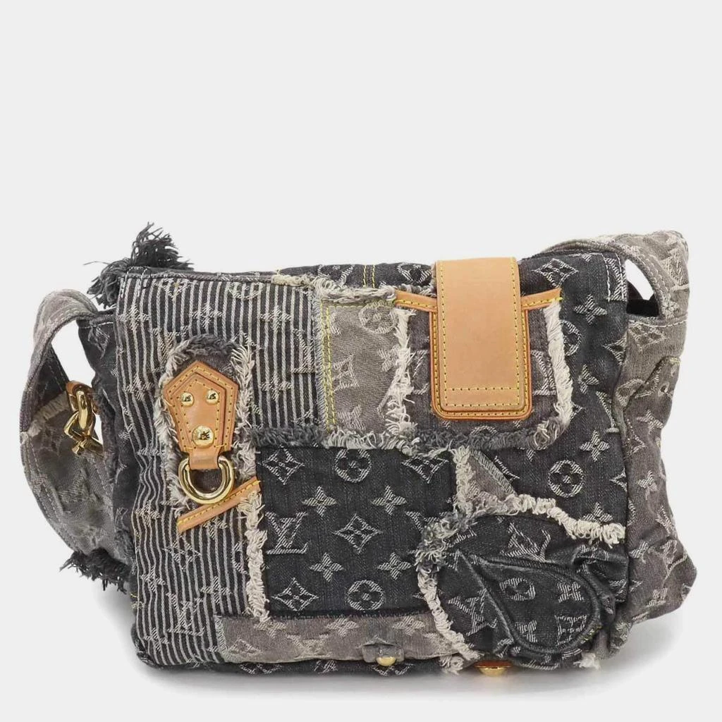 Louis Vuitton Louis Vuitton Black Monogram Denim Patchwork Handbag 4