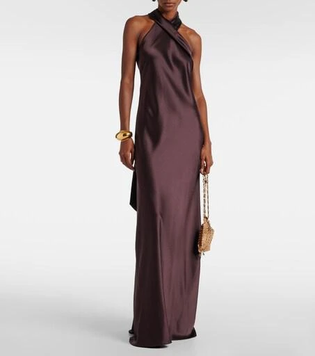 Galvan Pandora halterneck satin maxi dress - 44 Galvan Pandora halterneck satin maxi dress - 44