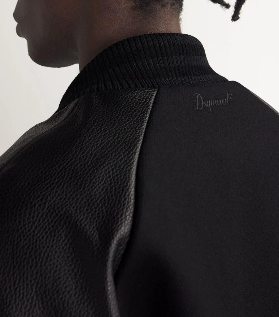 DSQUARED2 Wool-Blend Leather-Trim Varsity Jacket 6