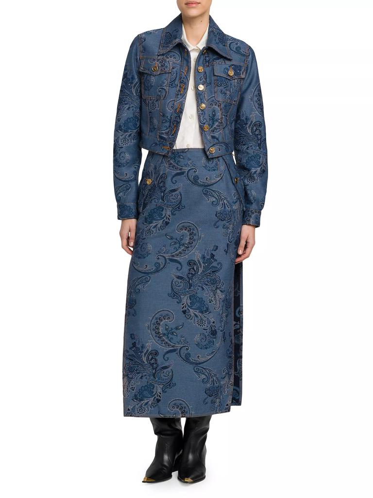 ETRO Paisley Denim Midi-Skirt