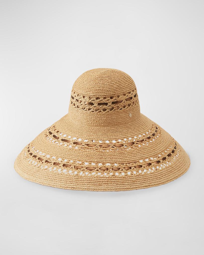 Helen Kaminski Metallic Leather & Raffia Large Brim Hat