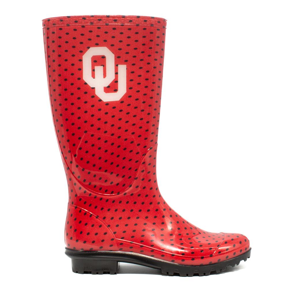 Gameday Boots University of Oklahoma Polka Dot Round Toe Rain Boots