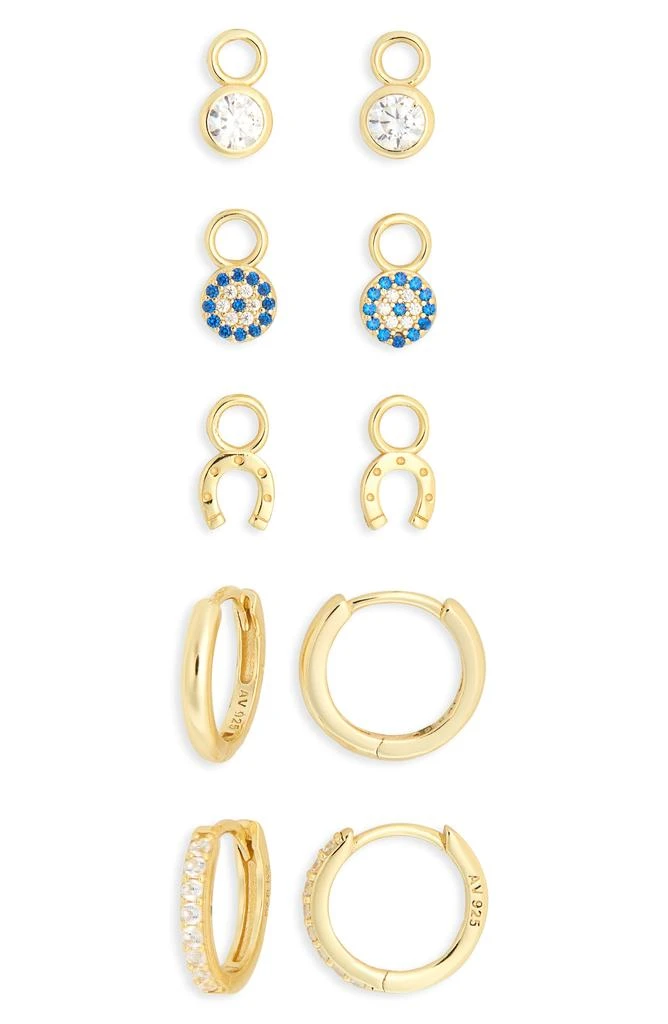 Argento Vivo Sterling Silver Mixed CZ Charms 
2-Pack Huggie Hoop Earrings 2