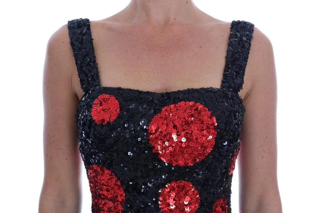 Dolce & Gabbana Dolce & Gabbana  Black Red Polka Sequined Shift Dress 3