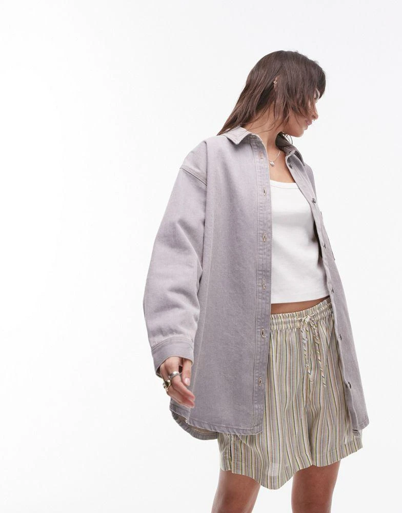 Topshop Topshop denim shacket in sandstorm grey 1
