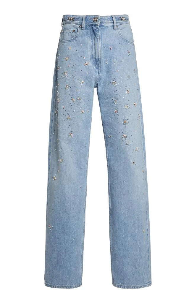 Versace Versace La Vacanza Embellished Rigid High-Rise Straight-Leg Jeans - Moda Operandi 1