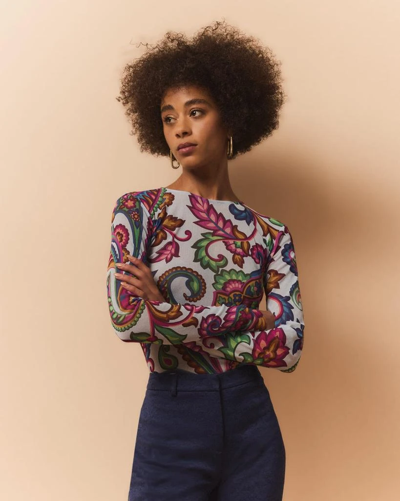 ETRO Garden Paisley Mesh Long-Sleeve Top 2