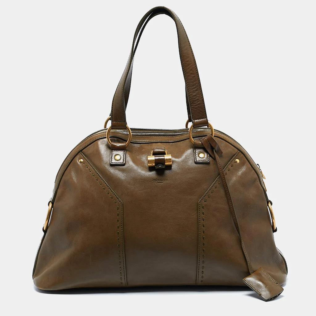 Yves Saint Laurent Yves Saint Laurent Olive Green Leather Large Muse Bag 1
