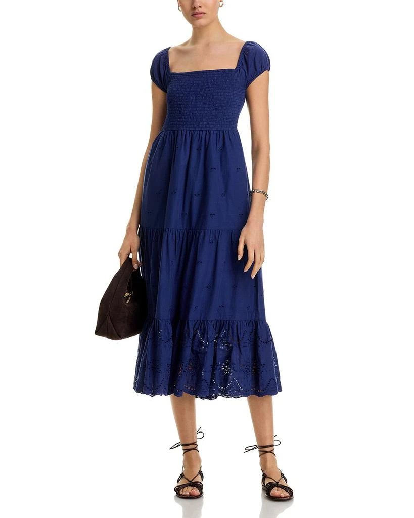 AREA Eyelet Smocked Midi Dress 2