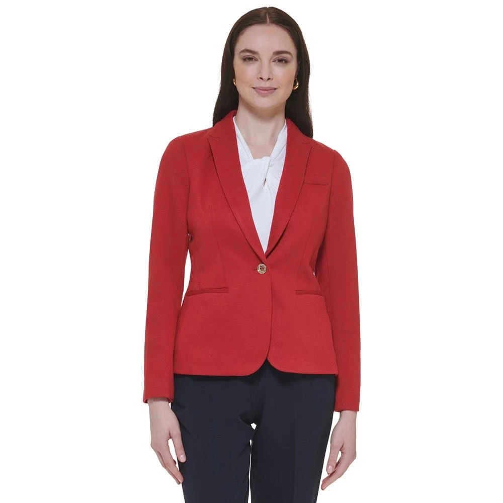 Tommy Hilfiger Women's One-Button Elbow-Patch Blazer 1