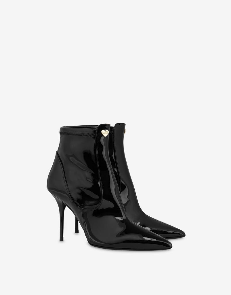 Love Moschino Patent Leather Heart Stud Ankle Boots