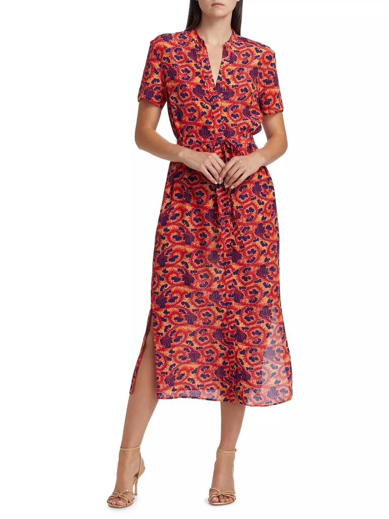 Saloni Vicki Floral Crêpe de Chine Midi Shirtdress 3