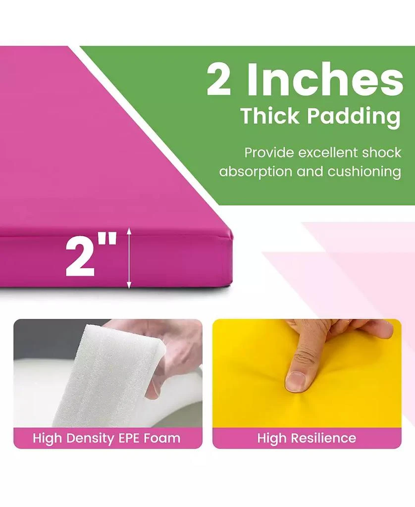 SUGIFT 4-Panel PU Leather Folding Exercise Mat with Carrying Handles-Green 10