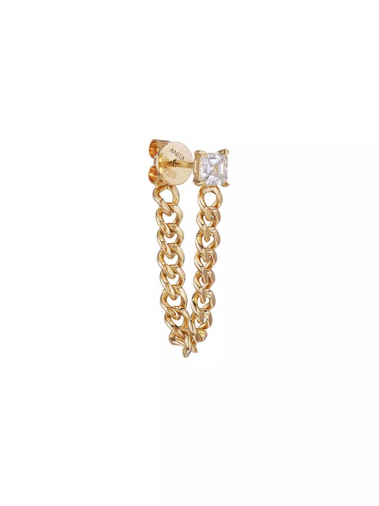 Anita Ko 18K Yellow Gold & Asscher Diamond Cuban Link Loop Earring