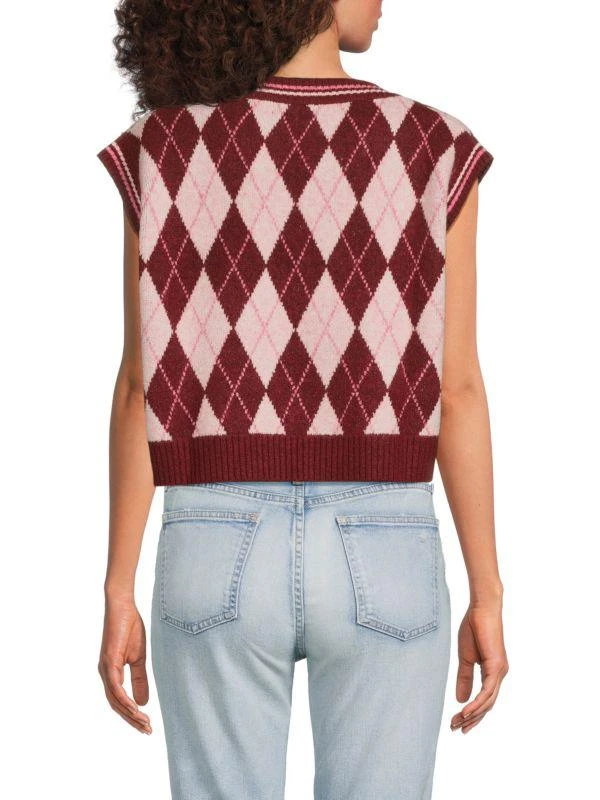 Lea & Viola Argyle Crop Sweater Vest 2