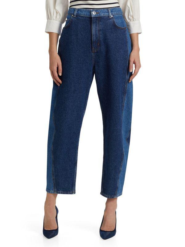 Derek Lam Denise Color Block Barrel Jeans