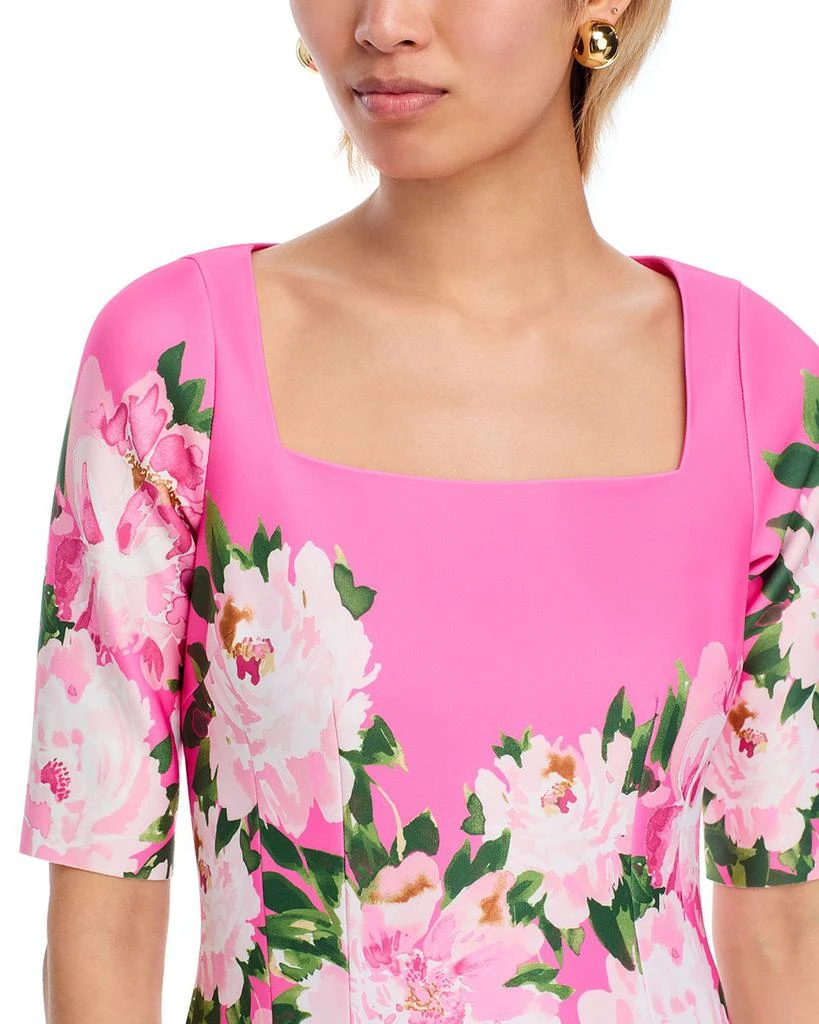 Teri Jon Scuba Square Neck Flower Print Dress 3