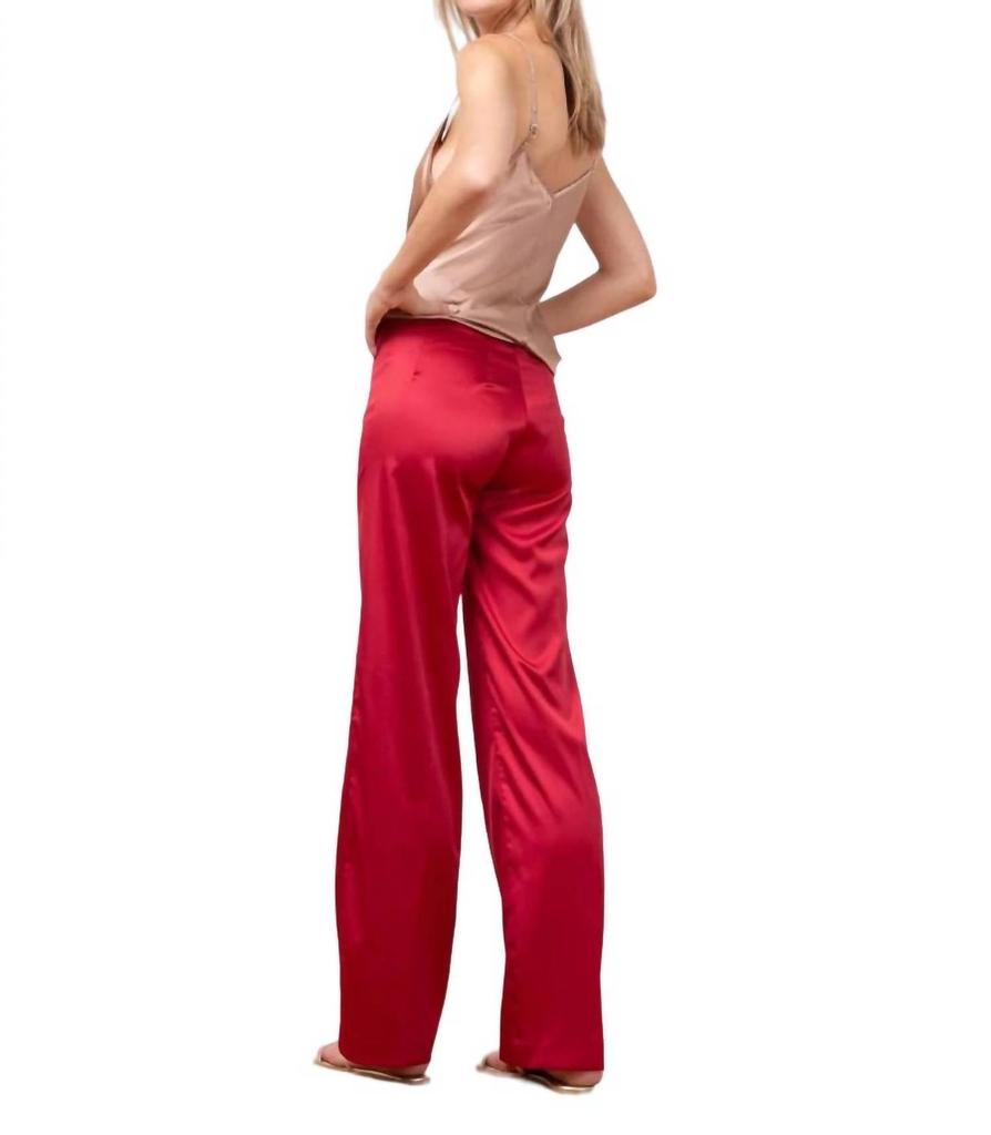 Avenue Montaigne Flavia Satin Pant In Red