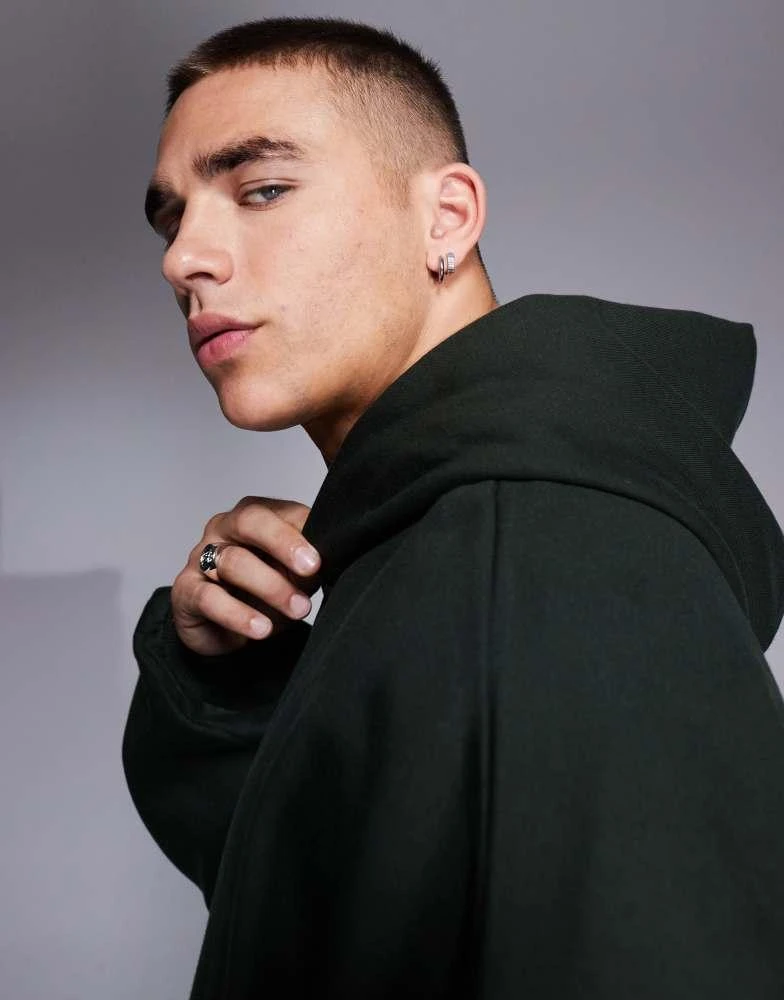ASOS ASOS DESIGN premium heavyweight extreme oversized hoodie 400gsm in dark green 4