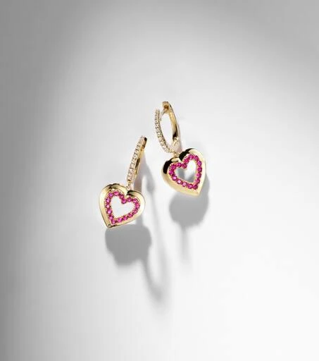 Roxanne First 14kt gold hoop earrings with diamonds and sapphires 5