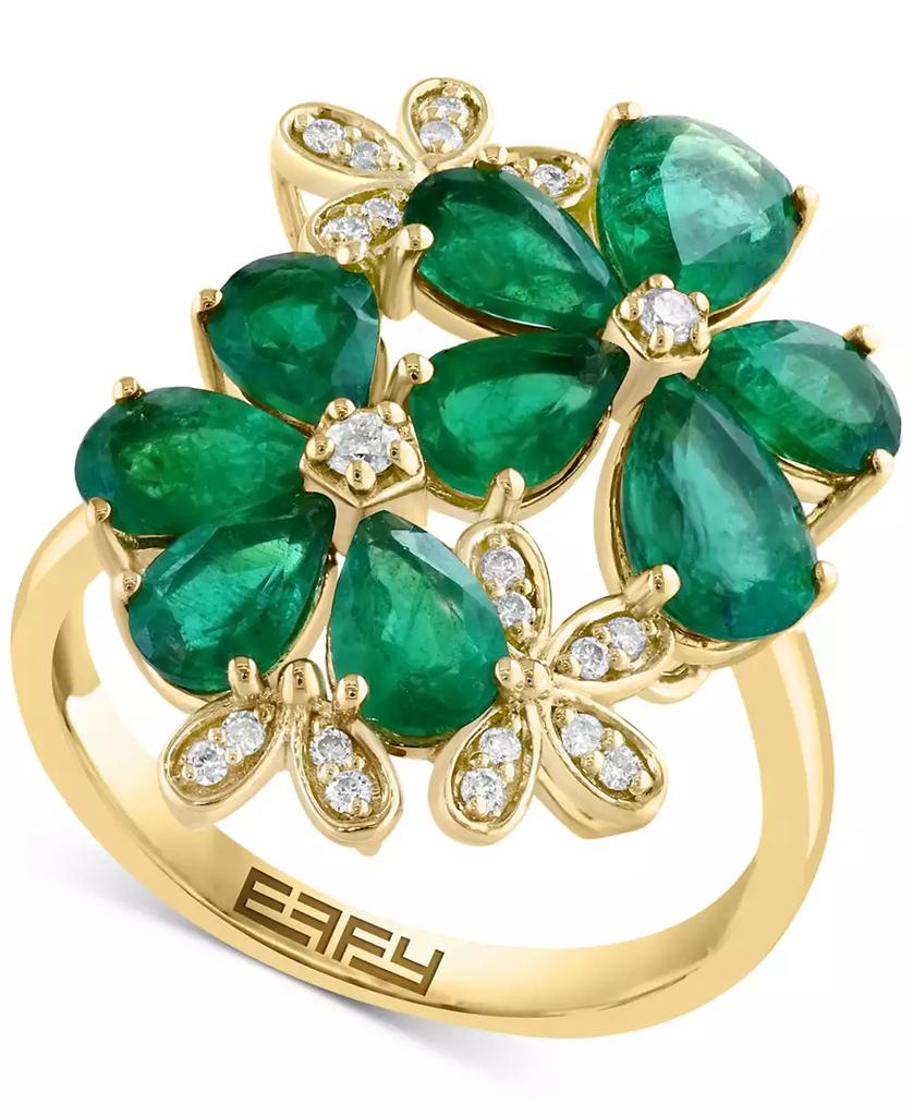 Effy Diamond (1/6 ct. t.w.) & Emerald (3-3/4 ct. t.w.) Ring in 14k Yellow Gold