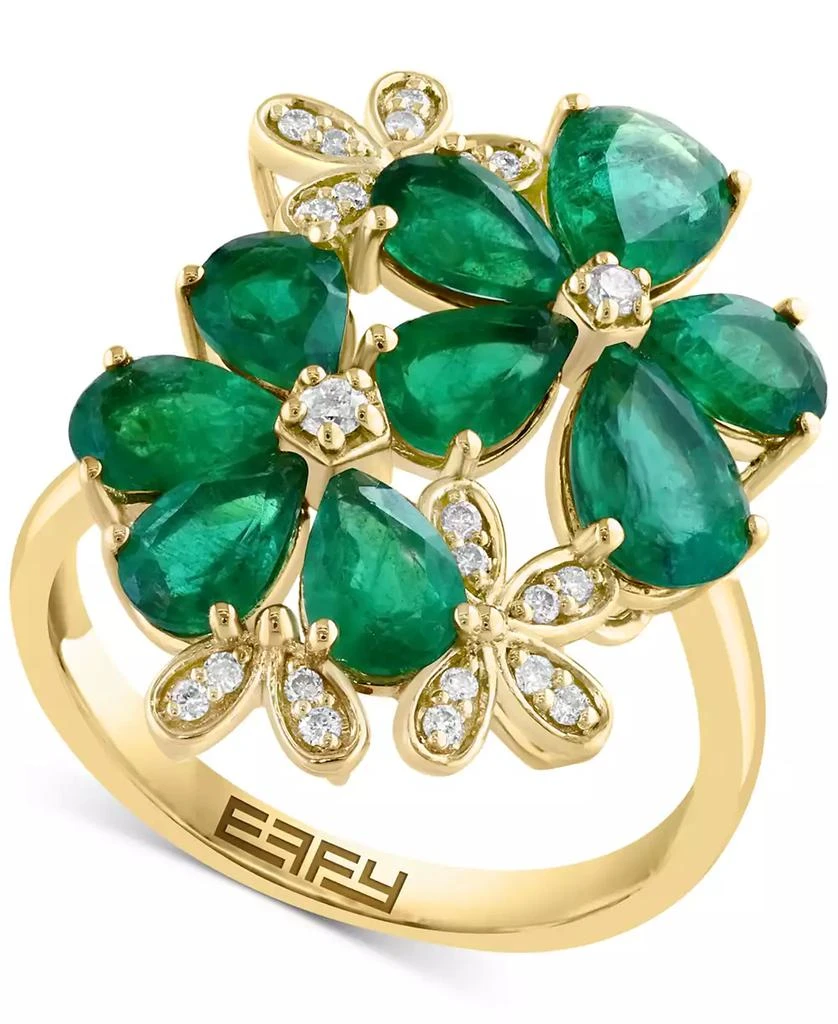 EFFY Collection Diamond (1/6 ct. t.w.) & Emerald (3-3/4 ct. t.w.) Ring in 14k Yellow Gold 1