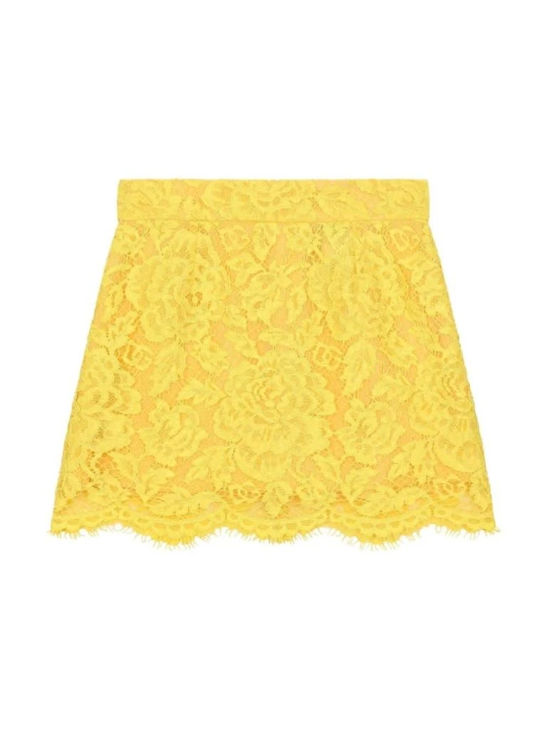 Dolce & Gabbana Short Yellow Lace Skirt 1