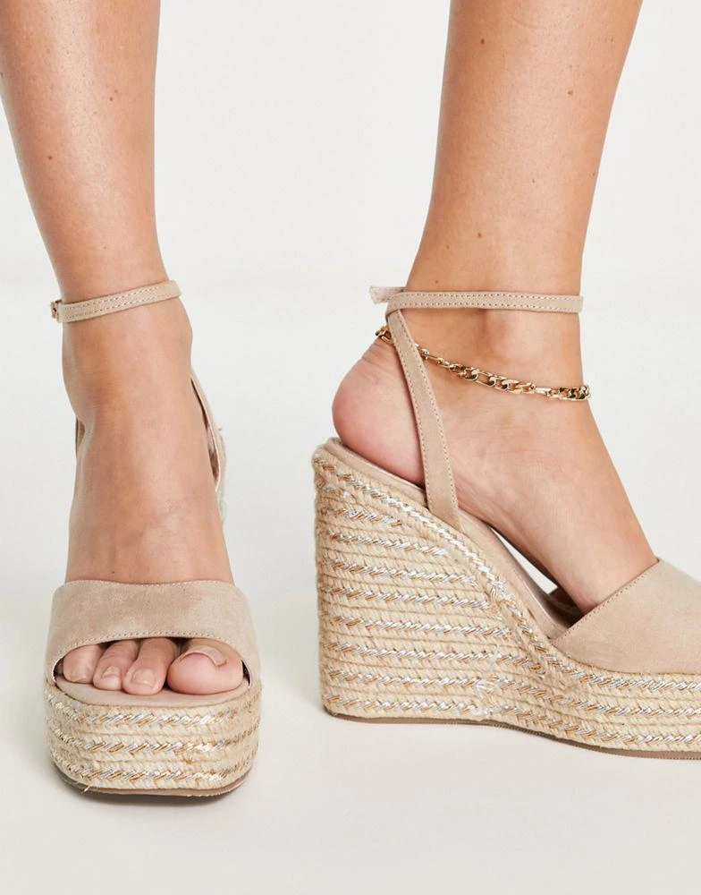 ASOS ASOS DESIGN Wide Fit Tasha espadrille wedges in beige 3