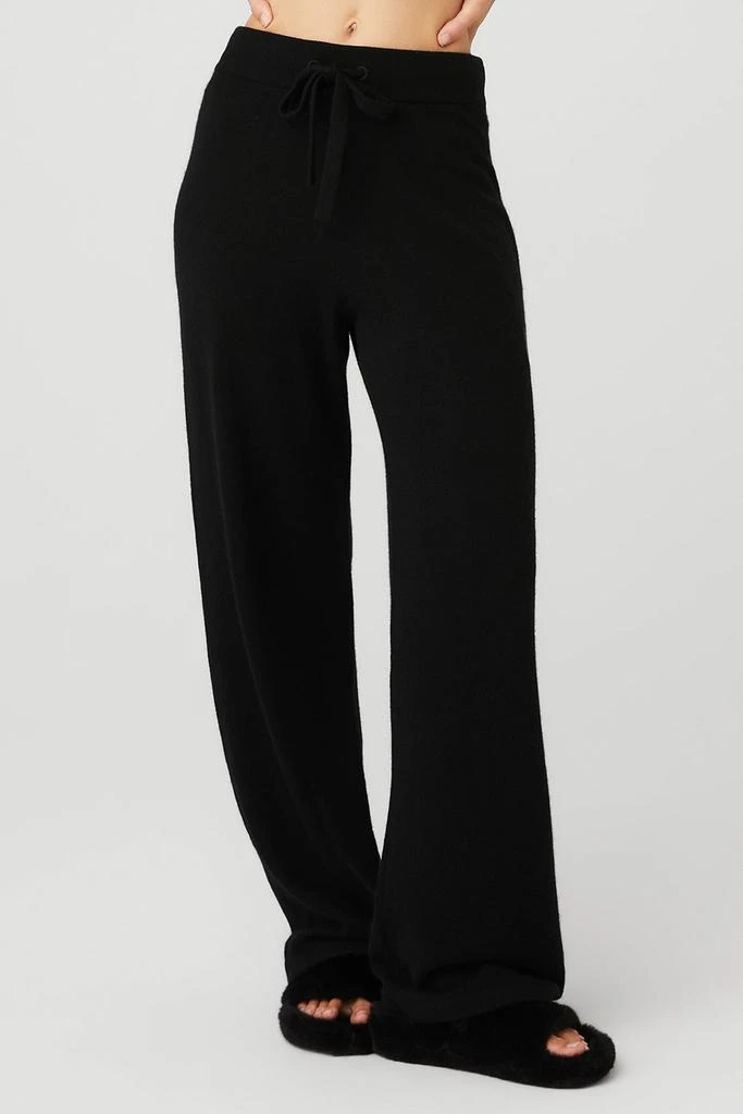 Alo Cashmere High-Waist Jet Set Wide Leg Pant - Black 1