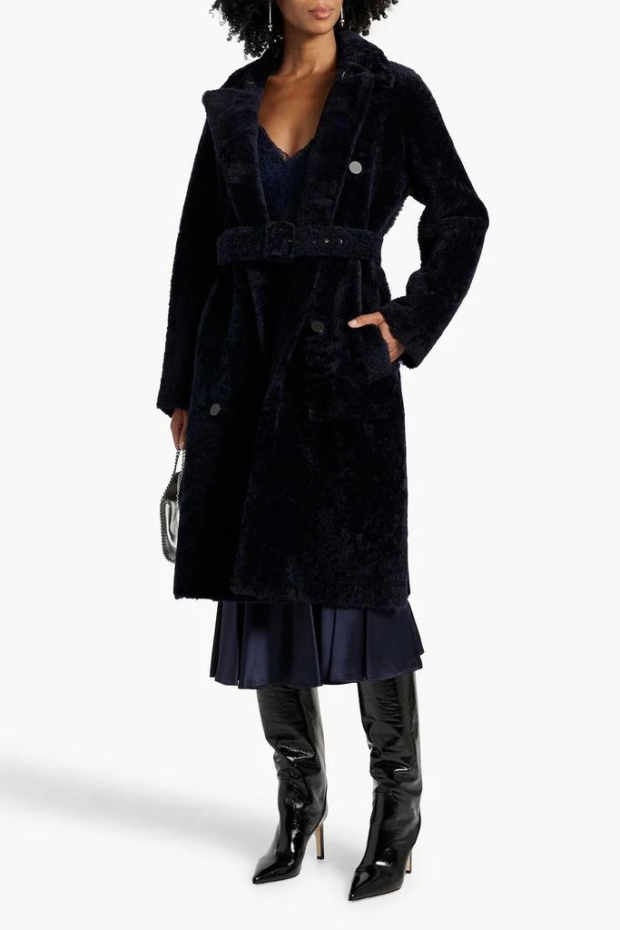 Theory Double-breasted belted shearling coat 2