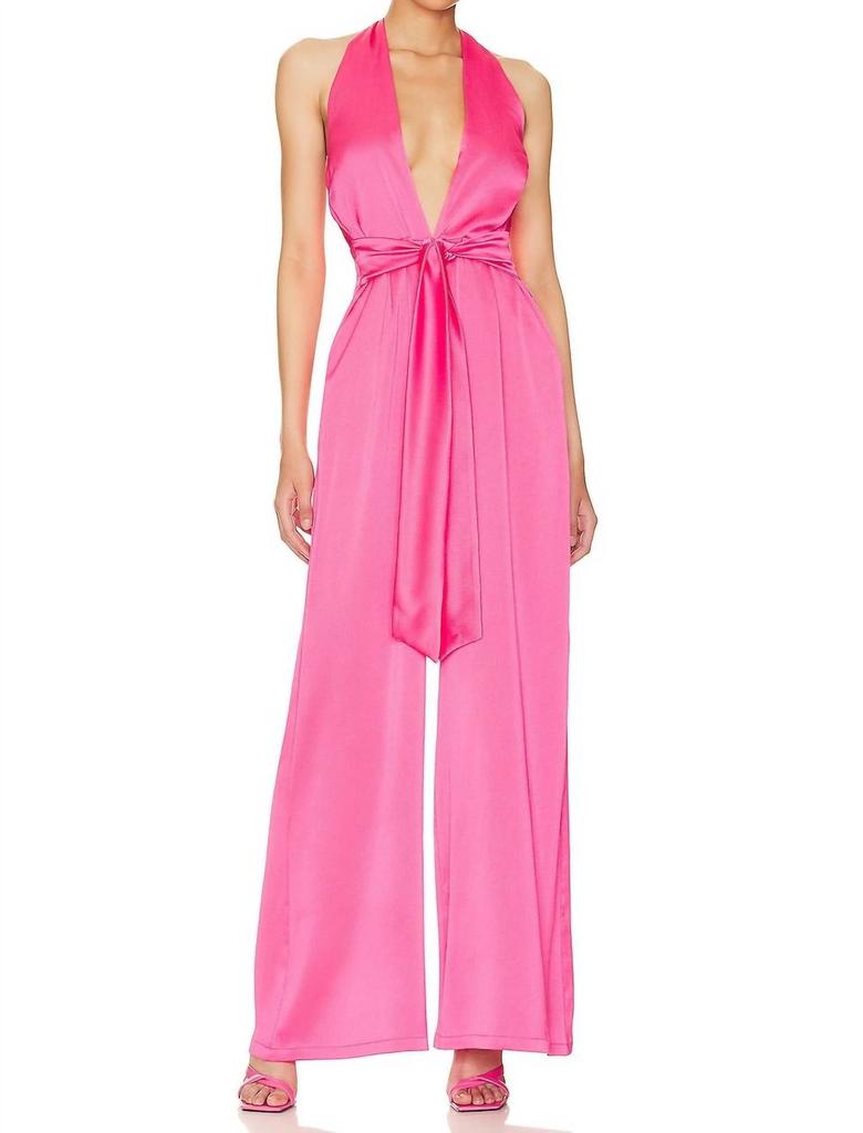 Nookie Utopia Satin Wide Leg Jumpsuit In Pink
