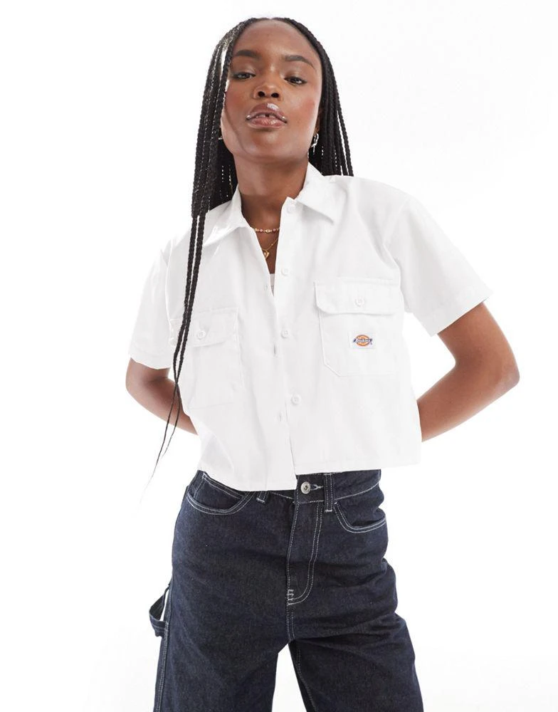 DICKIES Dickies cropped work shirt with pockets in white 1