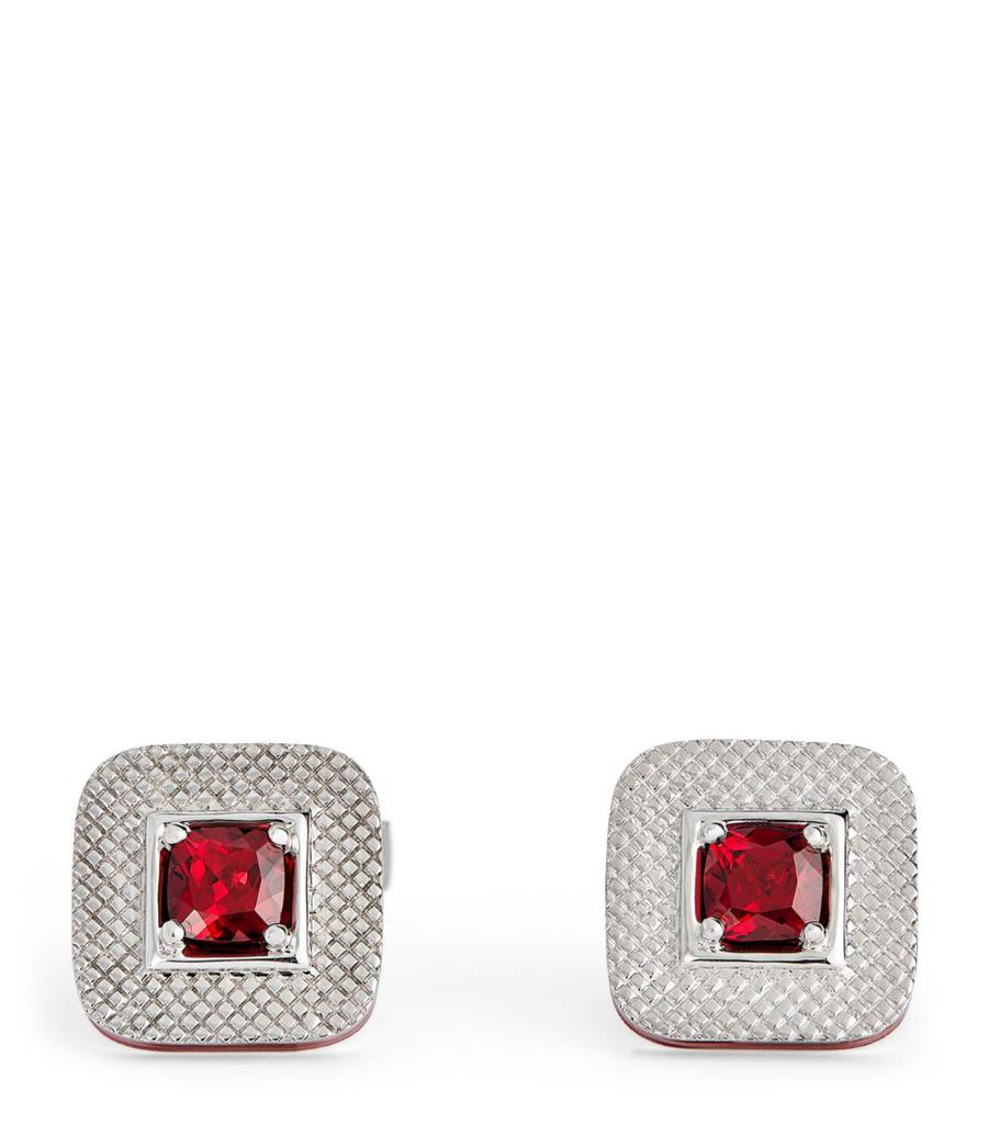 Tateossian Sterling Silver and Red Garnet Refratto Cufflinks