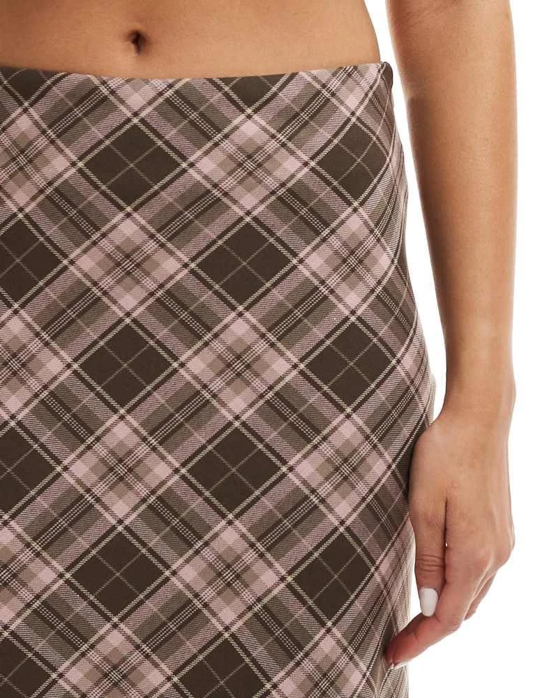 minga Minga London plaid midi skirt in brown and pink 5
