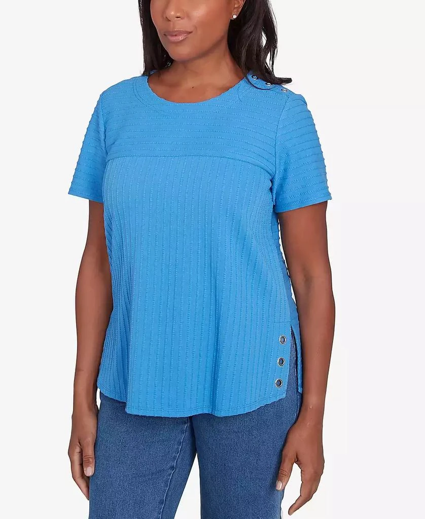 Alfred Dunner Petite Classics Solid Textured Short Sleeve T-Shirt 4