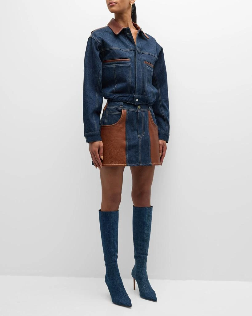 FRAME Atelier Denim and Leather Bomber Jacket 2