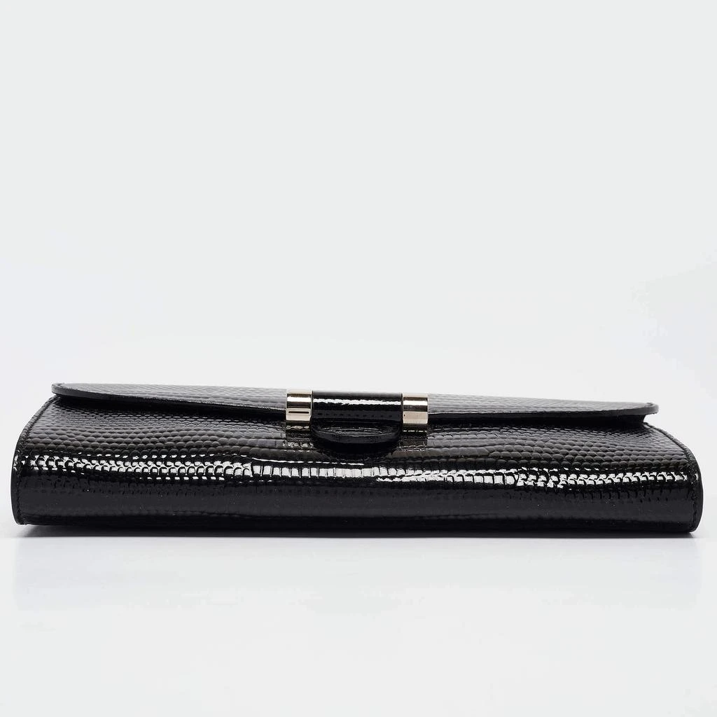 Yves Saint Laurent Saint Laurent Black Lizard Embossed Patent Leather Muse Clutch 7