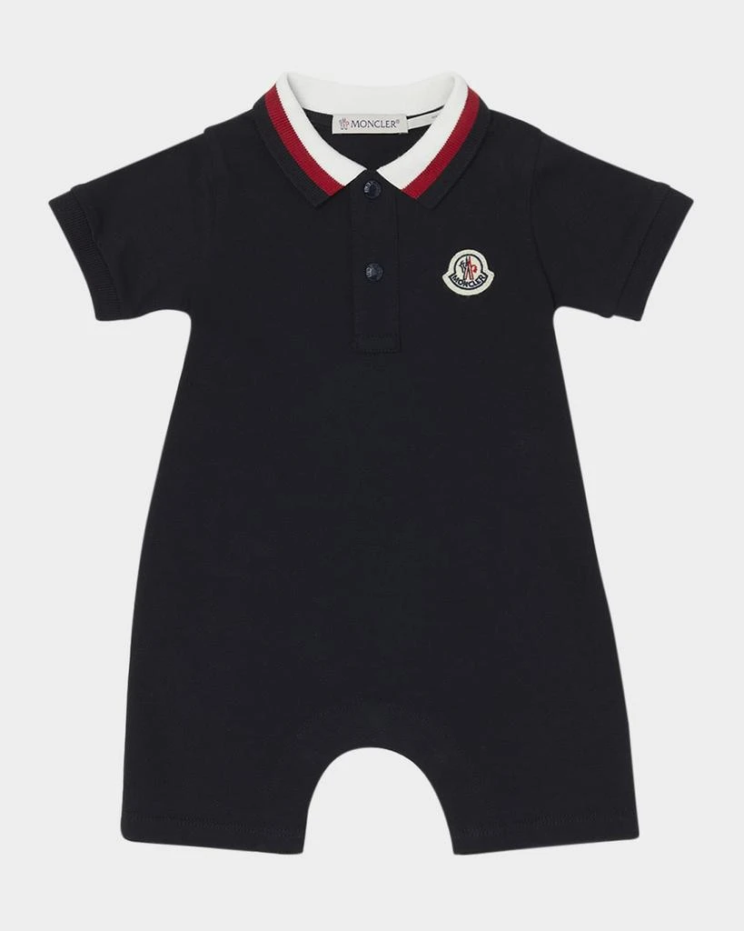 Moncler Boy
s Pique Polo Playsuit, Size Newborn-24M