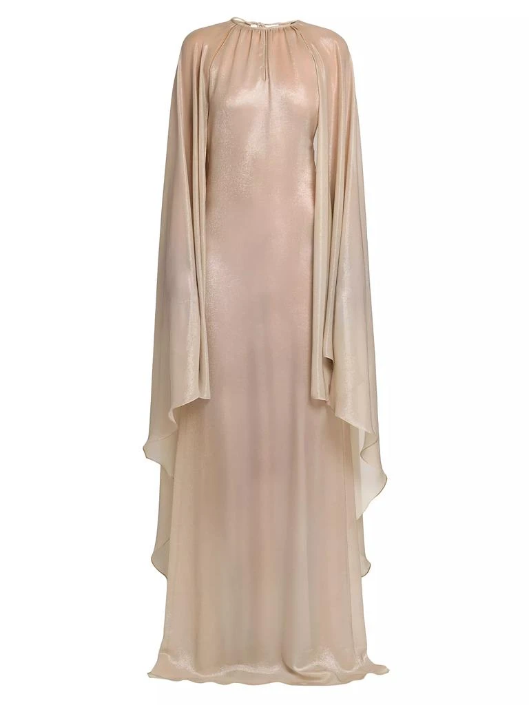 Tom Ford Silk-Blend Wet Look Cape Gown 1