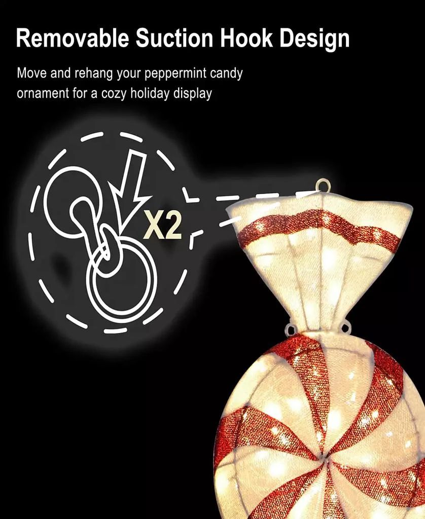 Puleo International 6
 Pre-Lit Outdoor Peppermint Candy Pathway Stake Christmas Décor 2