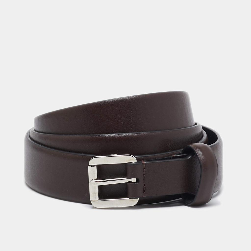 Brioni Brioni Dark Brown Leather Buckle Belt 105CM