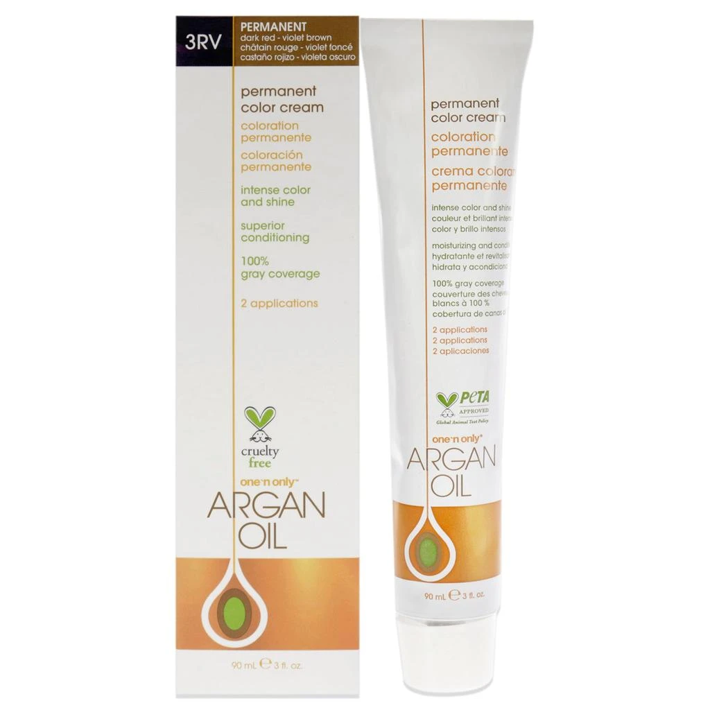 One n Only Argan Oil Permanent Color Cream - 3RV Dark Red Violet Brown by  for Unisex - 3 oz Hair Color 1