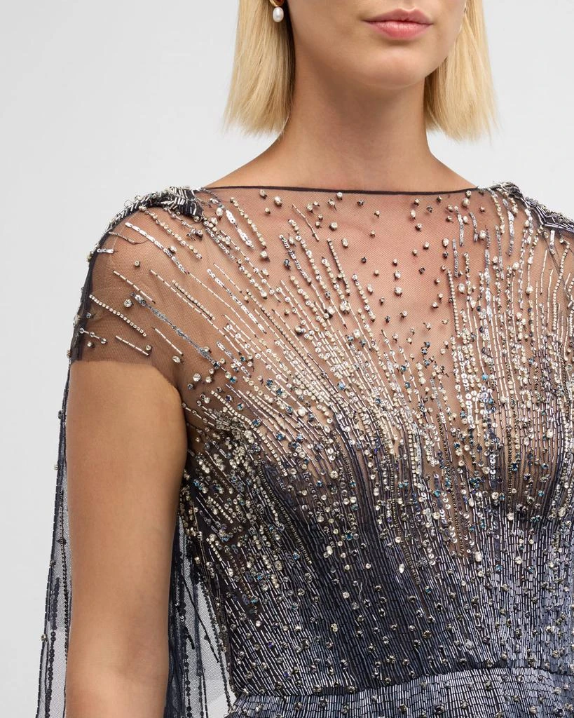 MARCHESA Fully-Embroidered Gown with Cape Sleeves - Dresses & Skirts - Free  Shipping - BeyondStyle