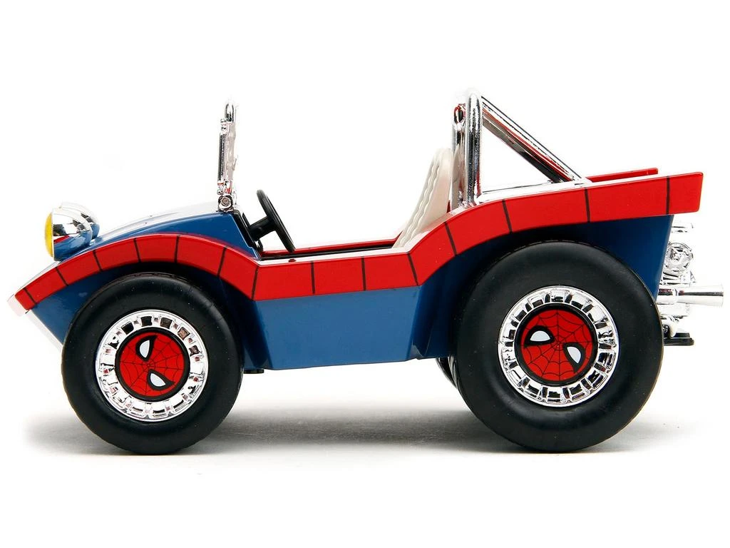 Diecast Model Jada Dune Buggy Red and Blue with Graphics and Spider-Man Diecast Figure "Marvel Spider-Man" 1/24 Diecast Model Car by Jada 1